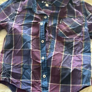 Plaid Kids Shirt - Blue and Purple